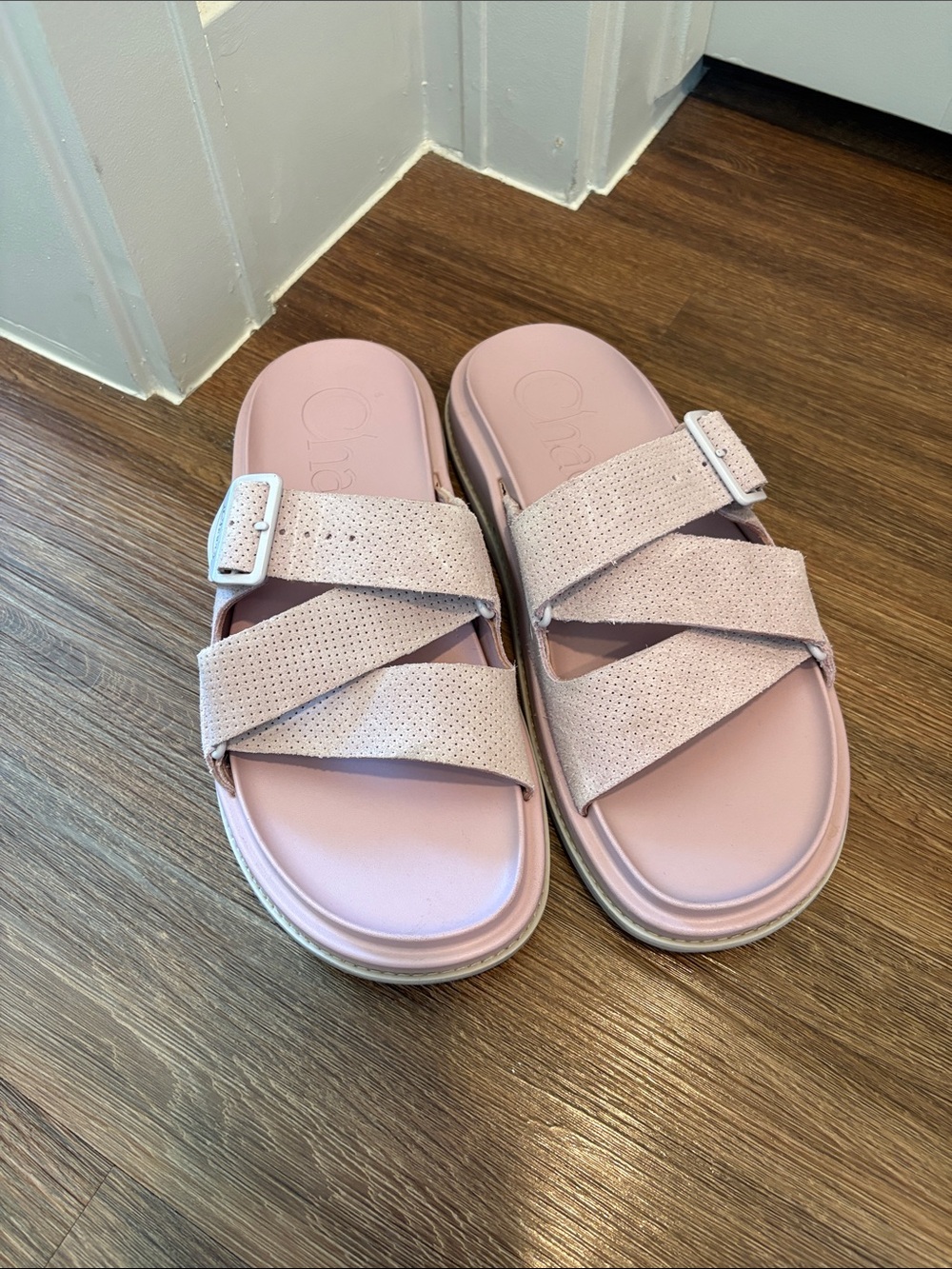 Chaco Women's Light Pink Dual Strap Slide Sandals Size 10